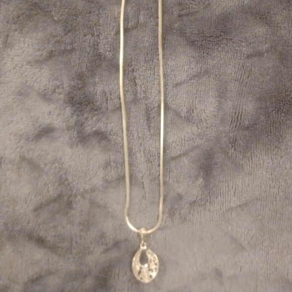 Turquoise,12k gold and sterling silver necklace. 19 inch chain. - Picture 4 of 4